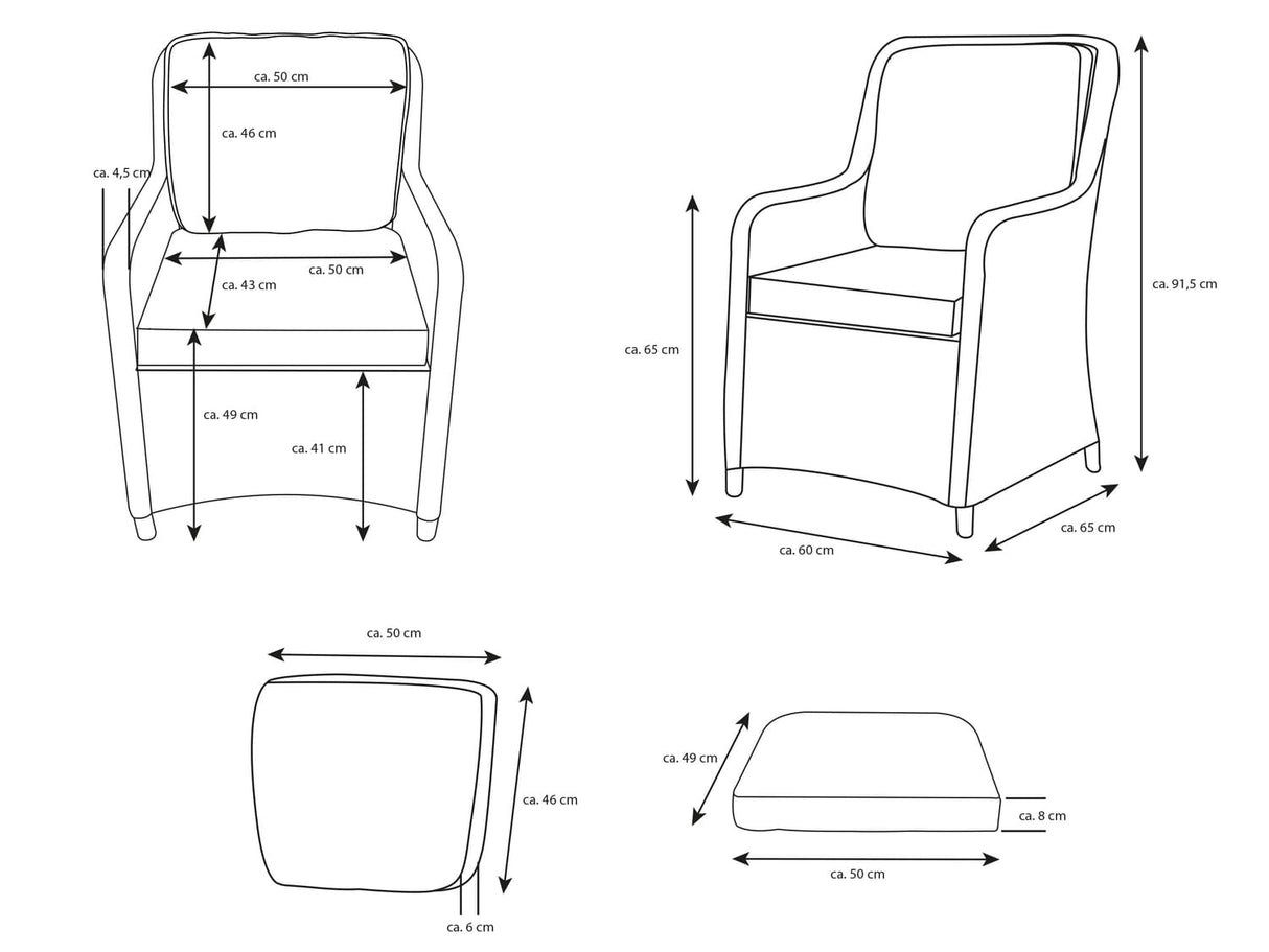 bellavista Dining Sessel "Ria" 2er-Set