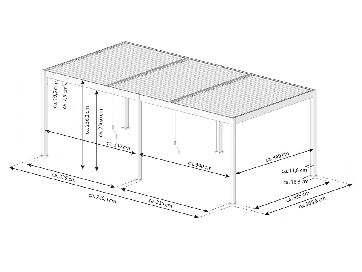 bellavista Pergola Pavillon „Oasis“, 360 x 720 cm, anthrazit