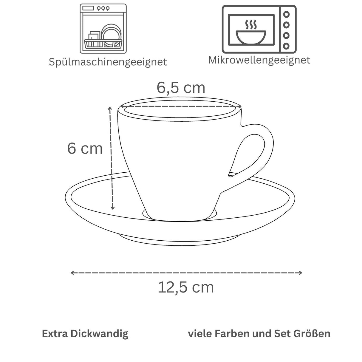 Terra Home 4er Espressotassen-Set, Weiß glossy