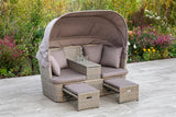 Merxx Gartenlounge Alamo mit Dach Stahl, Kunststoffgeflecht beige 95 cm x 163 cm x 155 cm