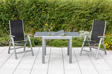 Merxx Gartenmöbelset Carrara 3tlg. Aluminium, Textil silber, schwarz