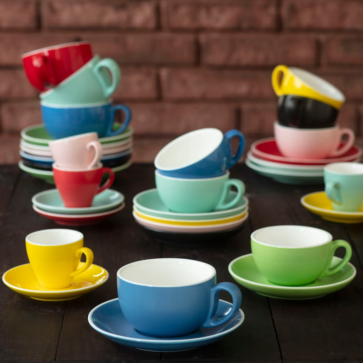 Terra Home 6er Cappuccinotassen-Set, Grün matt