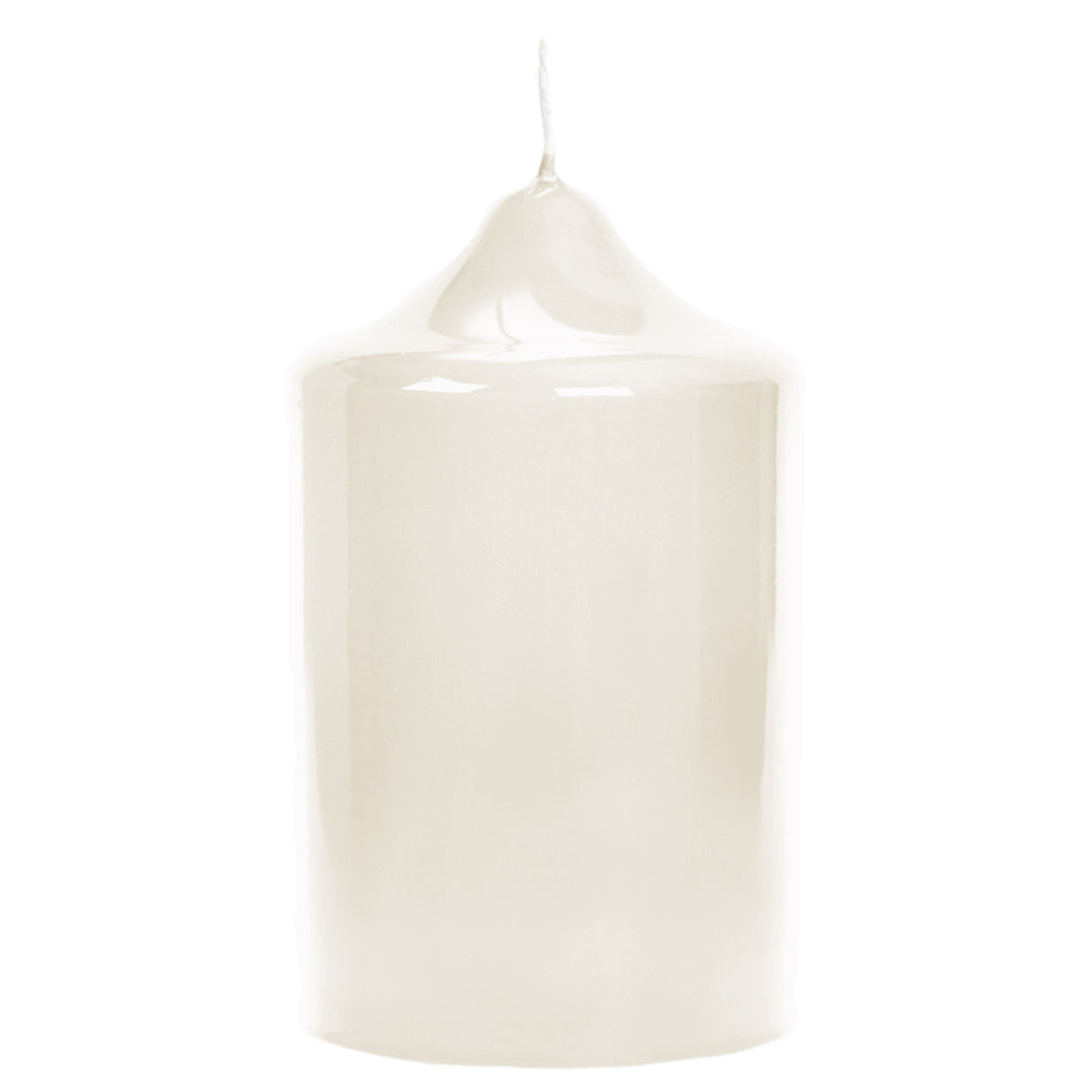 Fink gelackte Stumpenkerze Candle creme Paraffin Höhe 10 cm