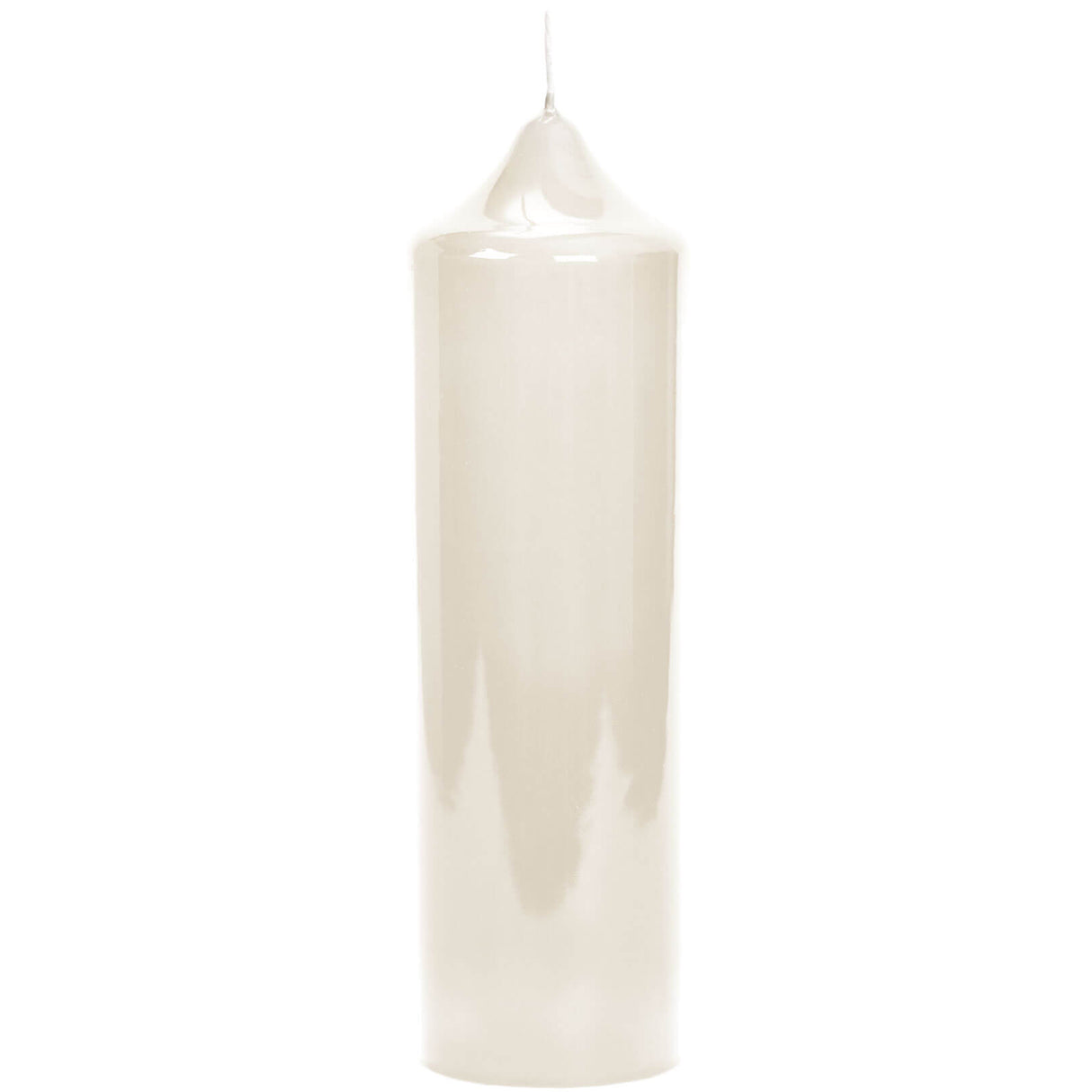 Fink gelackte Stumpenkerze Altar creme Paraffin Höhe 25 cm