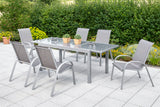 Merxx Gartenmöbelset Amalfi 7tlg. Aluminium, Textil silber, diamantbraun