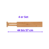 Elbmöbel Schubladentrenner groß Ordnungssystem Bambus 4er Pack Groß bis 56cm