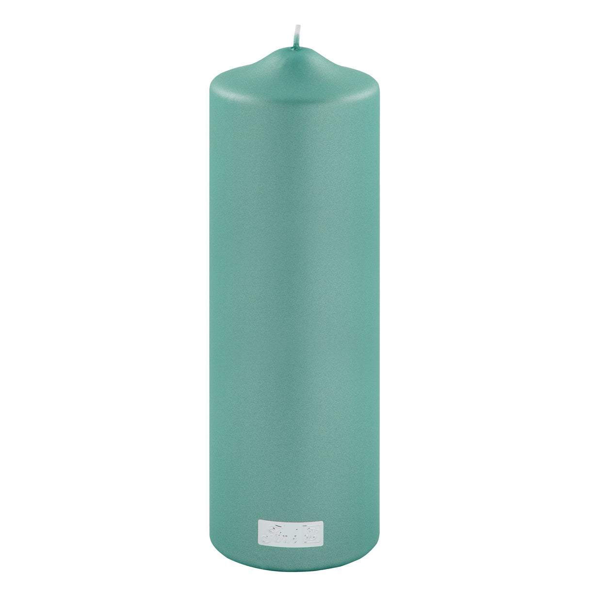 Fink metallic Stumpenkerze Candle türkis Paraffin Höhe 25 cm