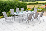 Merxx Gartenmöbelset Amalfi 9tlg. Aluminium, Textil silber, diamantbraun