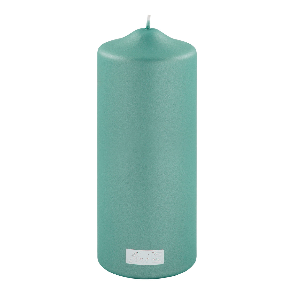 Fink metallic Stumpenkerze Candle türkis Paraffin Höhe 20 cm