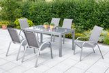 Merxx Gartenmöbelset Amalfi 7tlg. Aluminium, Textil silber, diamantbraun