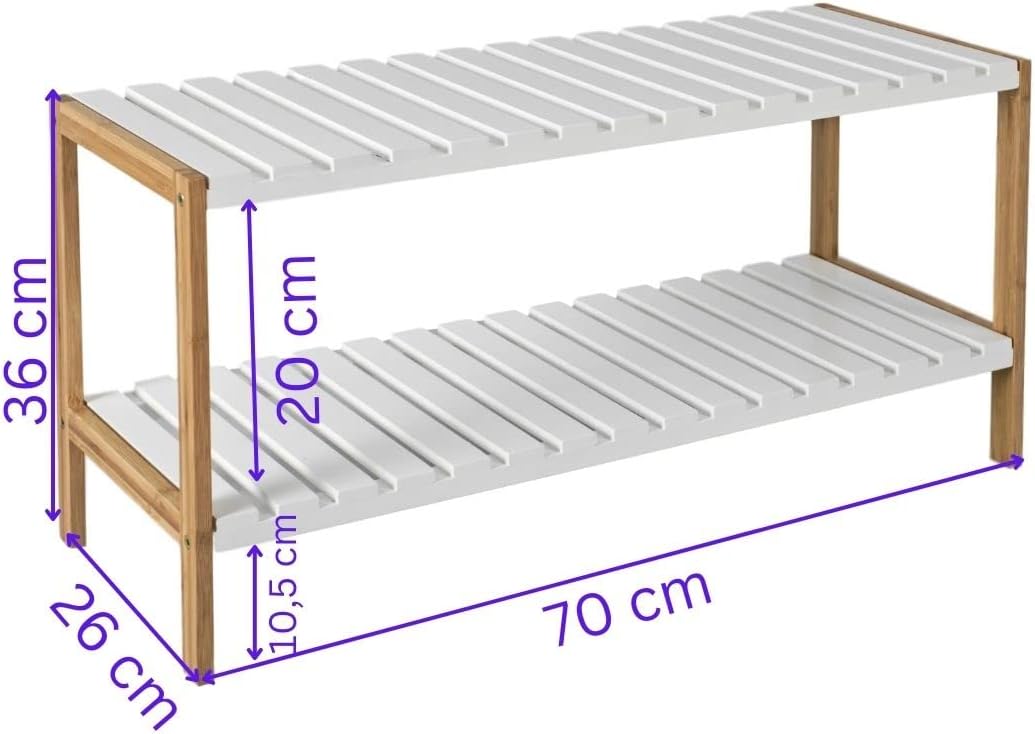 Terra Home Holz Schuhregal Schuh Regal Bambus Schuhschrank Schuhablage weiß Schuhständer