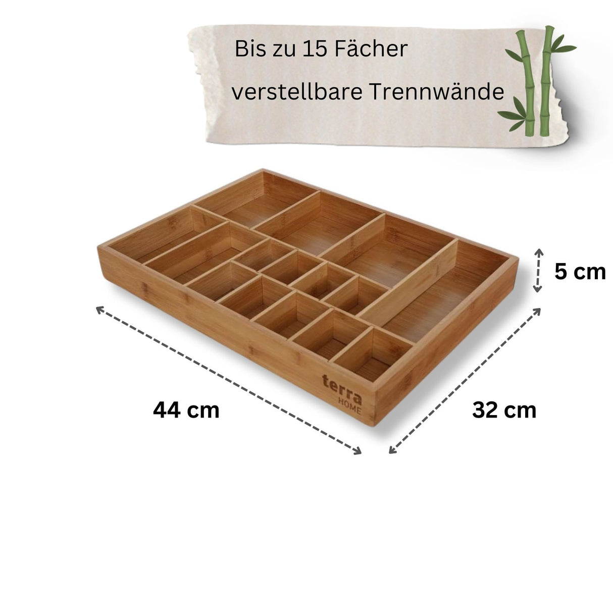 Terra Home Bambus Organizer Schublade Besteckkasten braun