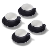 Terra Home 4er Milchkaffeetassen-Set, Schwarz matt