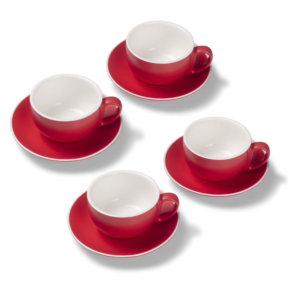 Terra Home 4er Milchkaffeetassen-Set, Rot matt