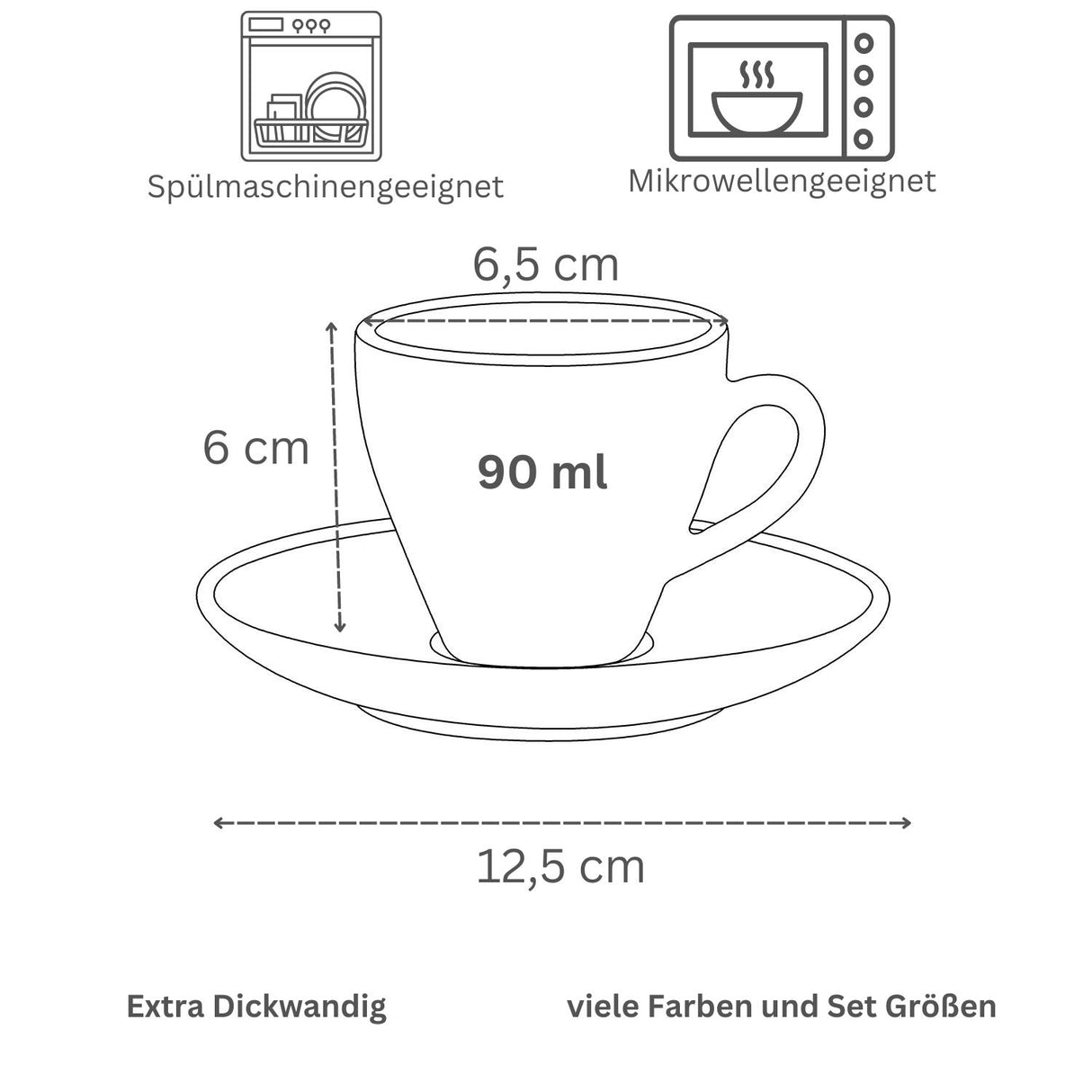 Terra Home 6er Espressotassen-Set, Gelb matt