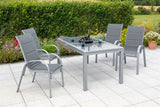 Merxx Gartenmöbelset Amalfi 5tlg. Aluminium, Textil silber, grau