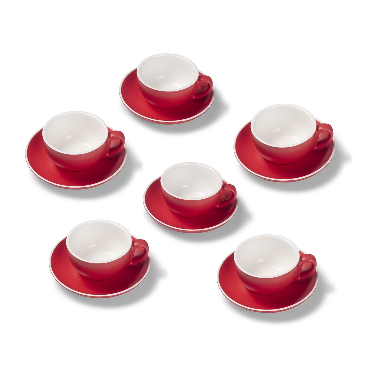 Terra Home 6er Cappuccinotassen-Set, Rot matt