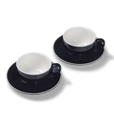 Terra Home 2er Milchkaffeetassen-Set, Schwarz glossy