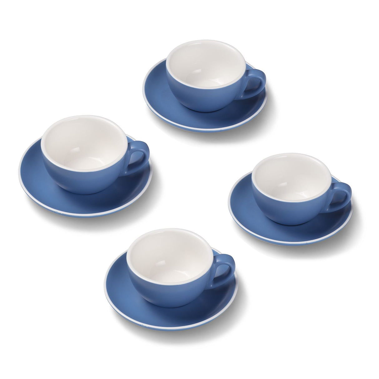 Terra Home 4er Cappuccinotassen-Set, Blau matt