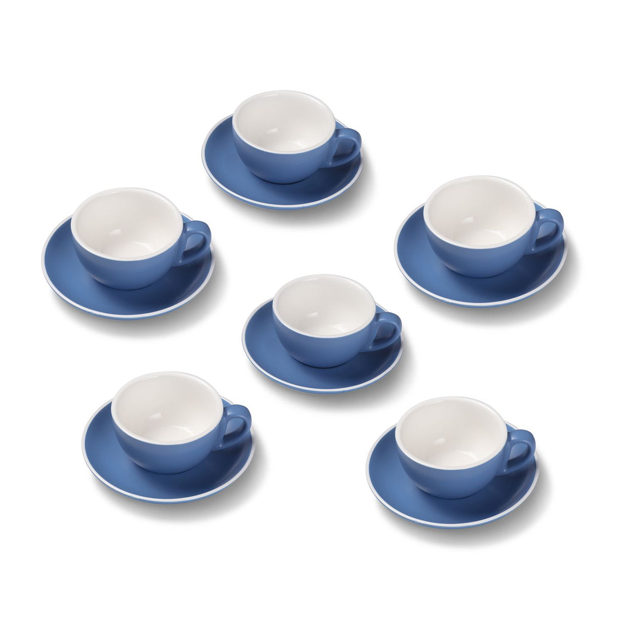 Terra Home 6er Cappuccinotassen-Set, Blau matt