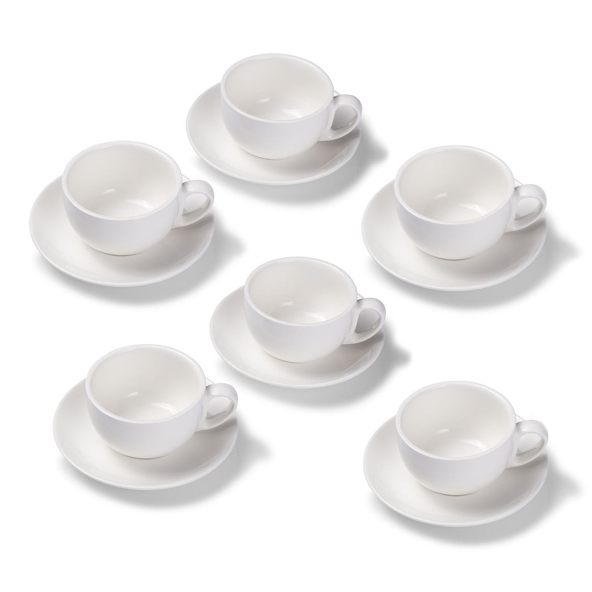 Terra Home 6er Milchkaffeetassen-Set, Weiß glossy