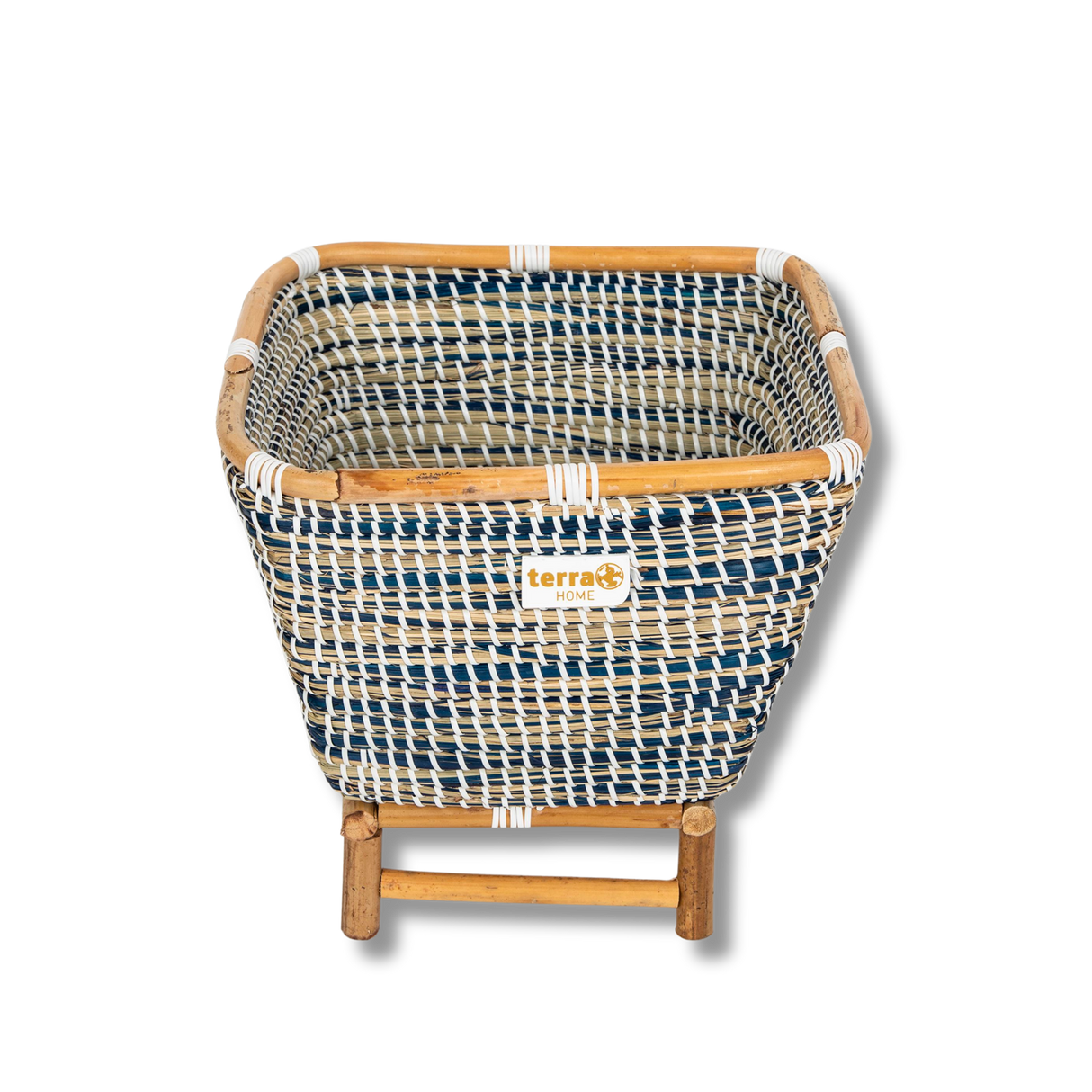 Terra Home Pflanzenübertopf Seegras Rattan B31xT31xH28,5 cm blau