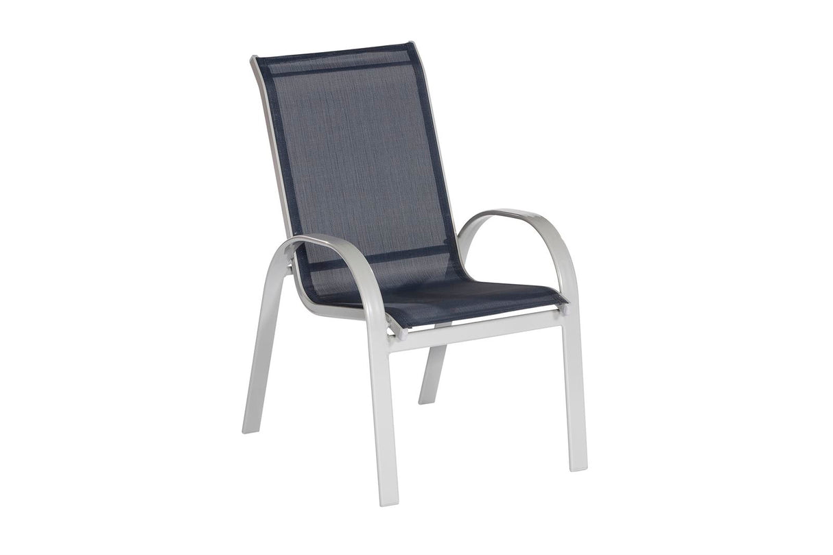 Merxx Gartensessel Amalfi 2er Set Aluminium, Textil silber, marineblau 76 cm x 56 cm x 97 cm