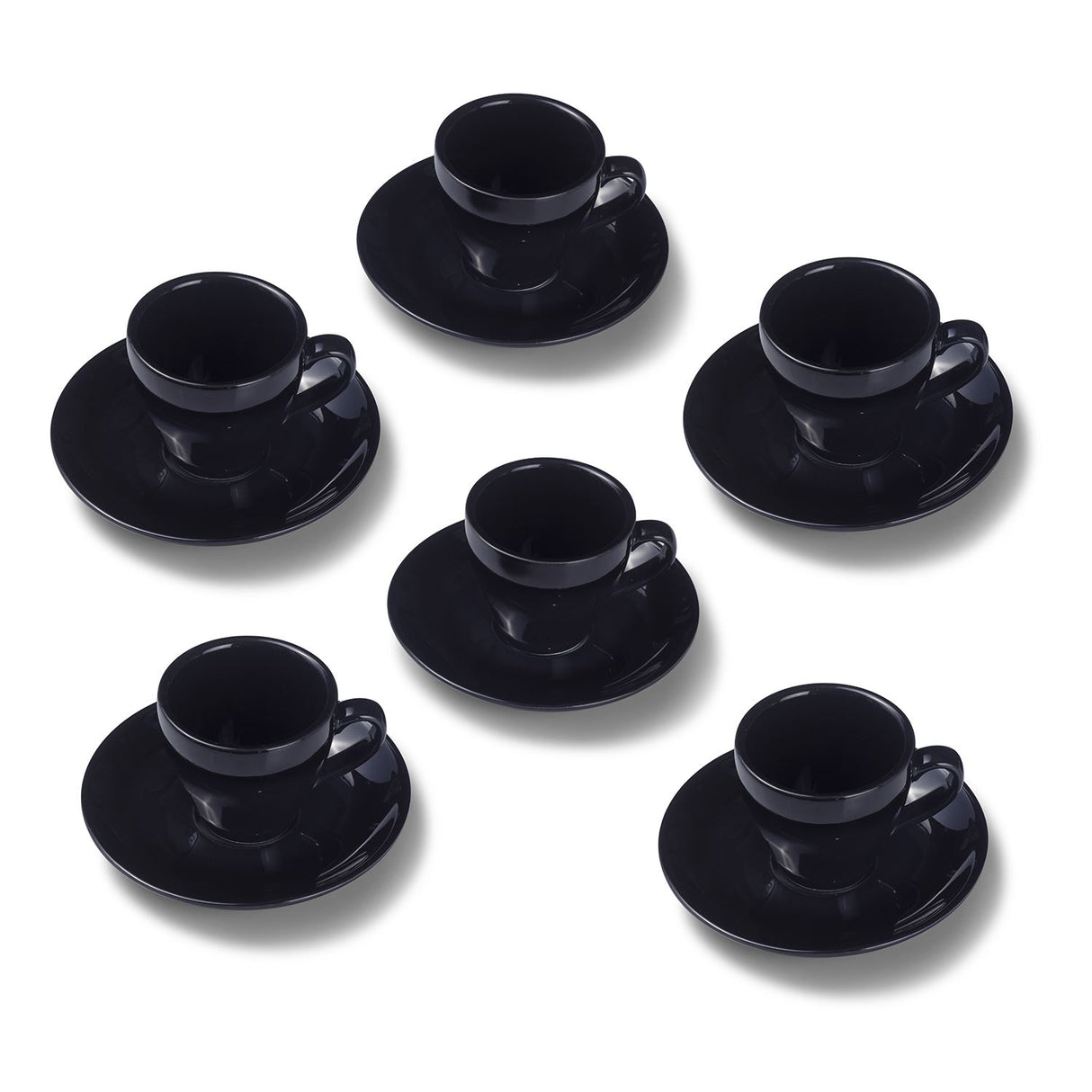 Terra Home 6er Espressotassen-Set, Schwarz glossy komplett