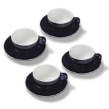 Terra Home 4er Milchkaffeetassen-Set, Schwarz glossy