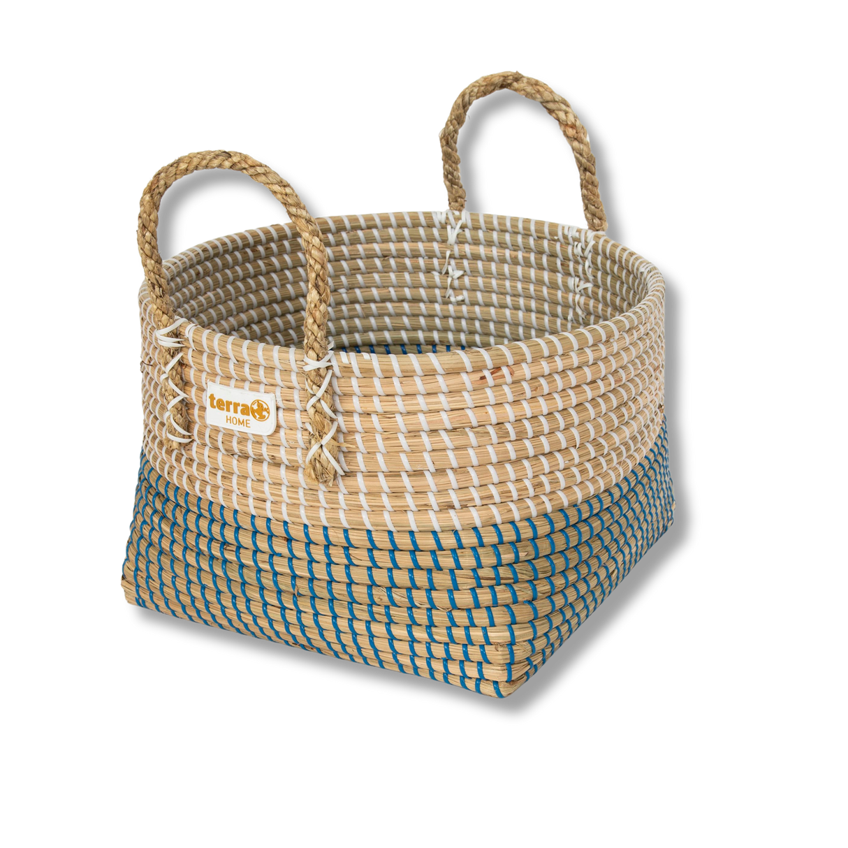 Terra Home Korb Seegras Ø35 H22 cm natur blau