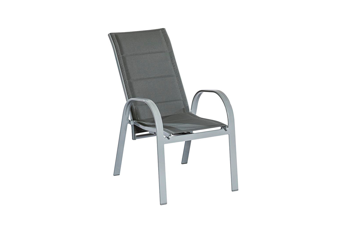 Merxx Gartensessel Amalfi 2er Set Aluminium, Textil silber, anthrazit 71 cm x 59 cm x 107 cm