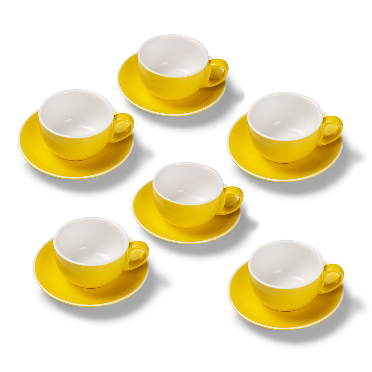 Terra Home 6er Milchkaffeetassen-Set, Gelb glossy