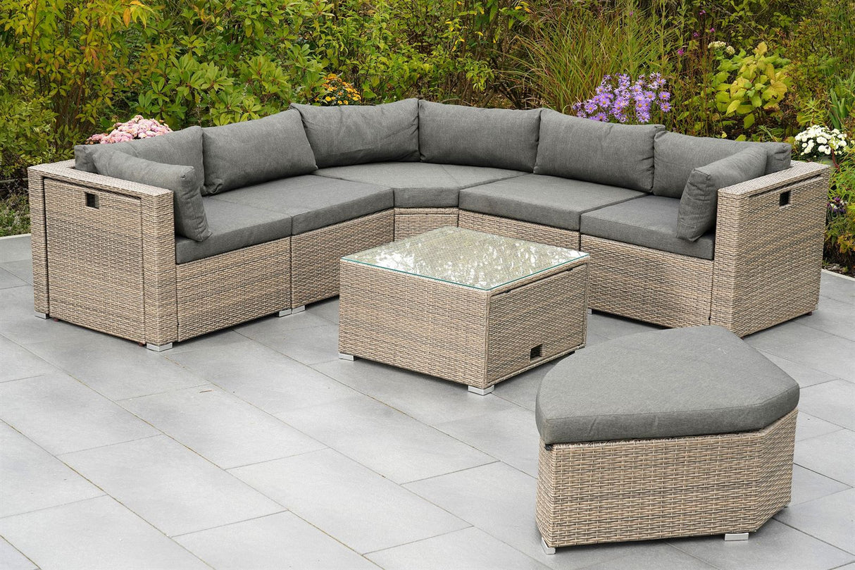 Merxx Gartenlounge Rivello Kombi-Set aus Kunststoffgeflecht - beige