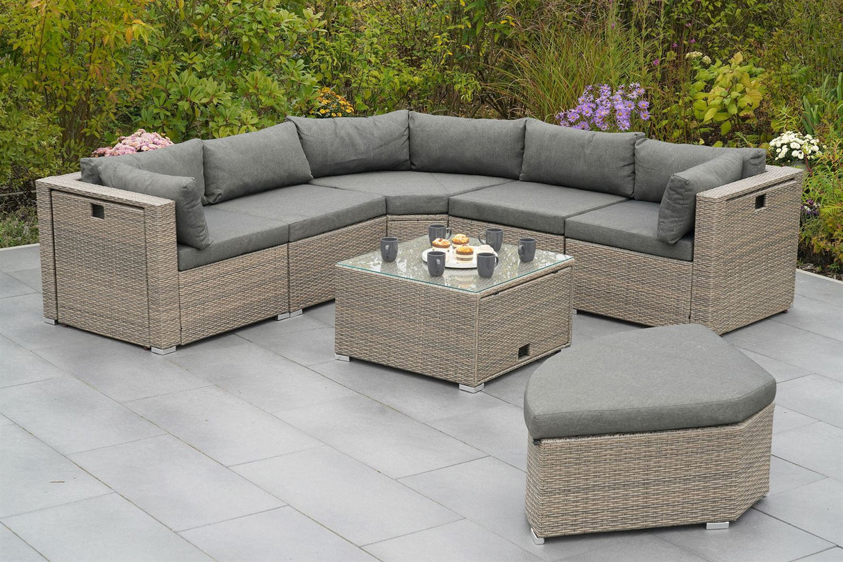 Merxx Gartenlounge Rivello Kombi-Set aus Kunststoffgeflecht - beige