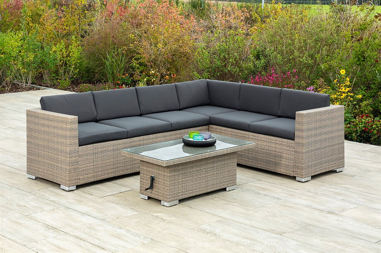 Merxx Gartenlounge Bellante mit Tisch Stahl, Kunststoffgeflecht mudbraun