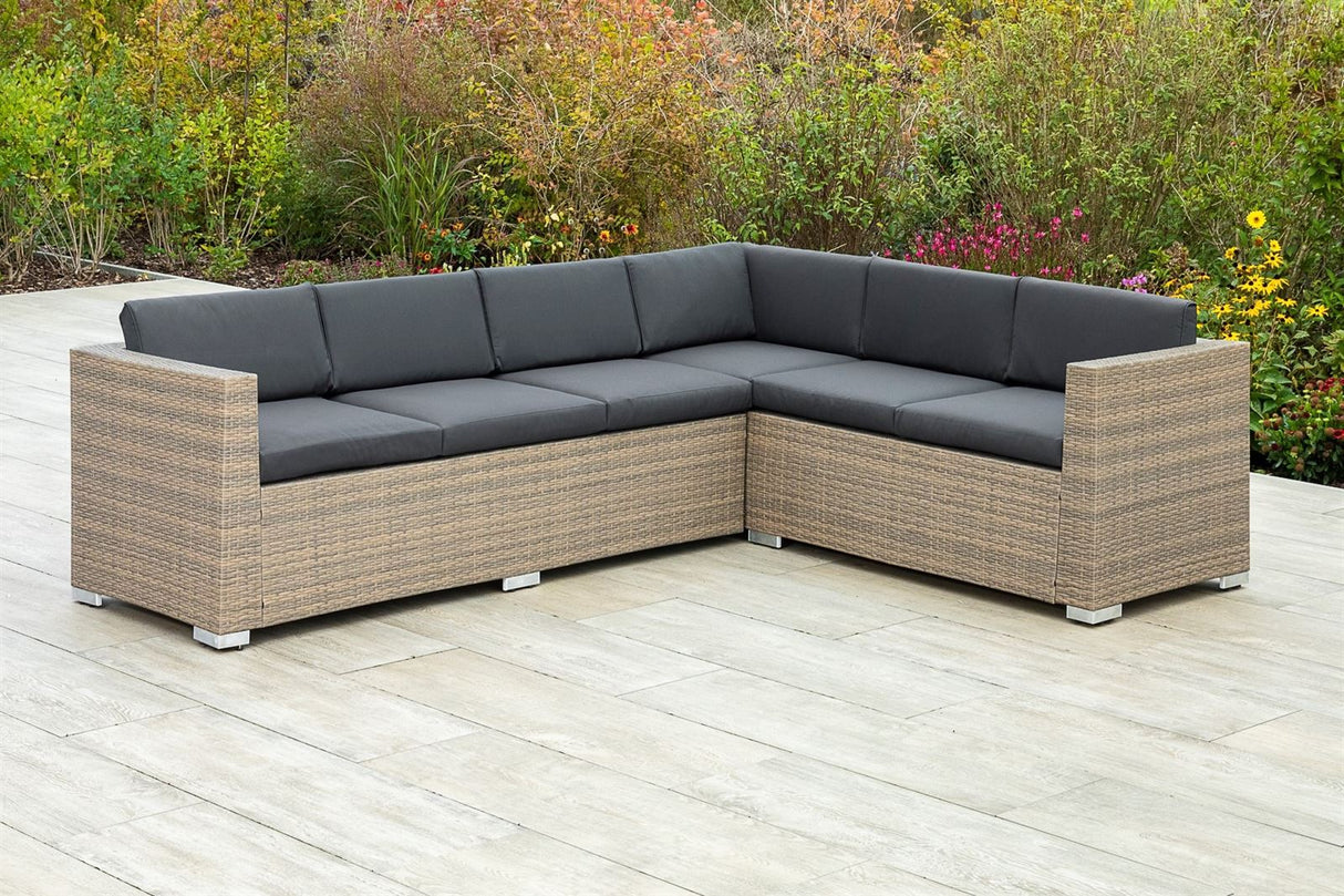 Merxx Gartenlounge Bellante mit Tisch Stahl, Kunststoffgeflecht mudbraun