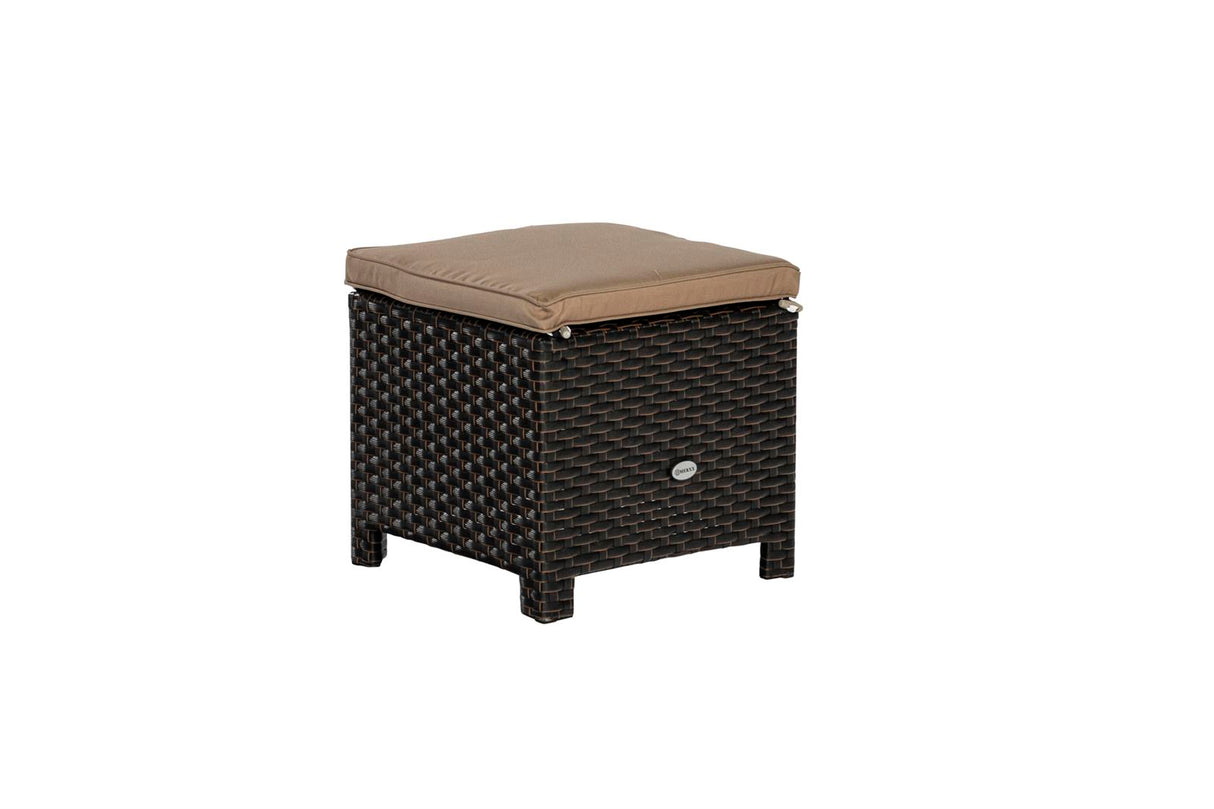 Merxx Hocker Salerno mit Sitzkissen Stahl, Kunststoffgeflecht braun 40 cm x 40 cm x 40 cm