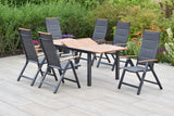 Merxx Gartenmöbelset Verona Set 7tlg. Aluminium/Textil/Akazie graphit/grau