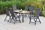 Merxx Gartenmöbelset Verona Set 7tlg. Aluminium/Textil/Akazie graphit/grau