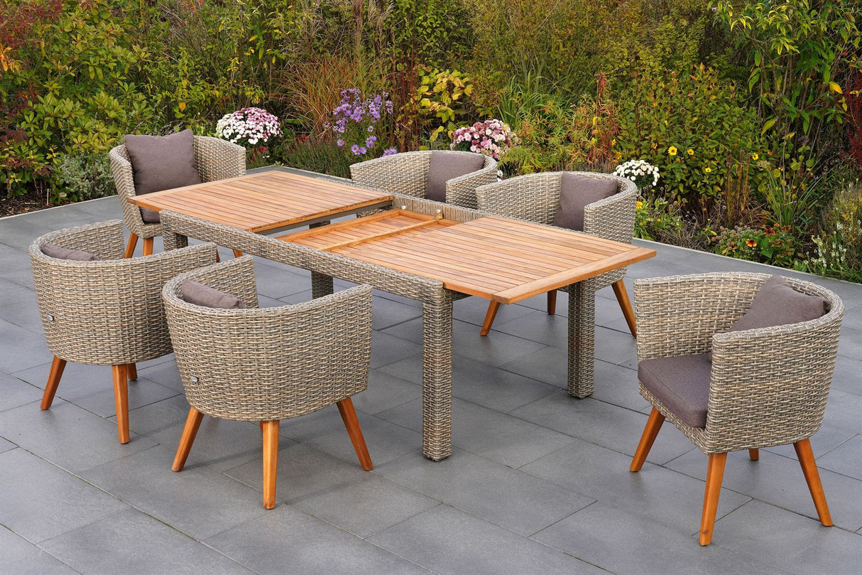 Merxx Gartenmöbelset Imperia 7-teilig aus Akazie - beige