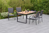 Merxx Gartenmöbelset Siena Set 5tlg. Aluminium/Textil/Akazie graphit/grau