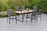 Merxx Gartenmöbelset Siena Set 7tlg. Aluminium/Textil/Akazie graphit/grau