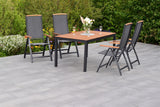 Merxx Gartenmöbelset Siena Set 5tlg. Aluminium/Textil/Akazie graphit/grau