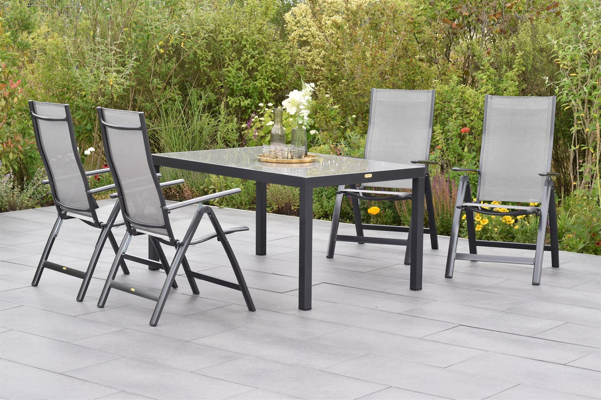 Merxx Gartenmöbelset Carrara Set 5tlg.  Aluminium/Textil graphit/diamantbraun