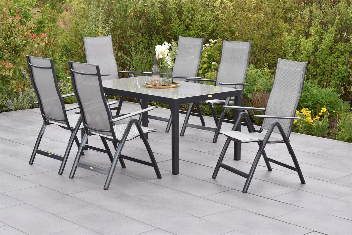 Merxx Gartenmöbelset Carrara Set 7tlg.  Aluminium/Textil graphit/diamantbraun