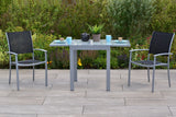 Merxx Gartenmöbelset Milano Set 3tlg. Aluminium/Textil silber/schwarz