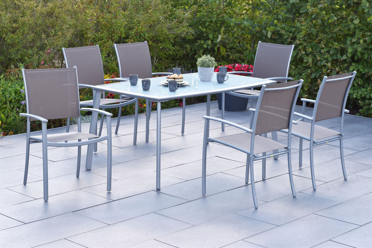 Merxx Gartenmöbelset Milano Set 7tlg. Aluminium/Textil silber/taupe