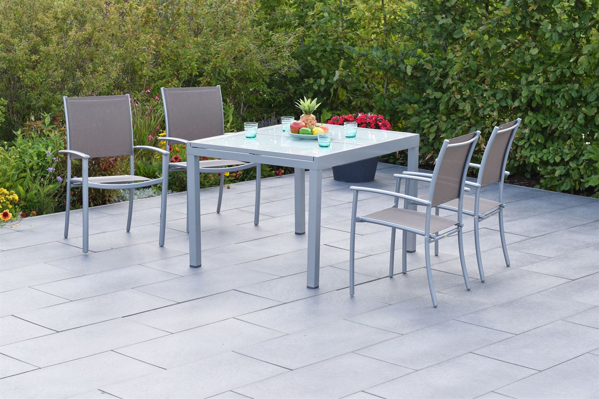 Merxx Gartenmöbelset Milano Set 5tlg. Aluminium/Textil silber/taupe