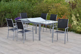 Merxx Gartenmöbelset Milano Set 7tlg. Aluminium/Textil silber/schwarz