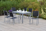 Merxx Gartenmöbelset Milano Set 7tlg. Aluminium/Textil silber/schwarz